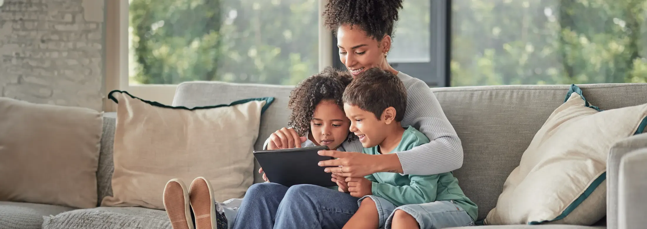 family playing and laughing